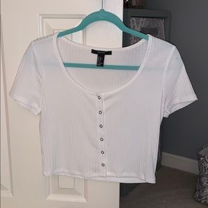 Forever 21 Button Front Cropped Tee